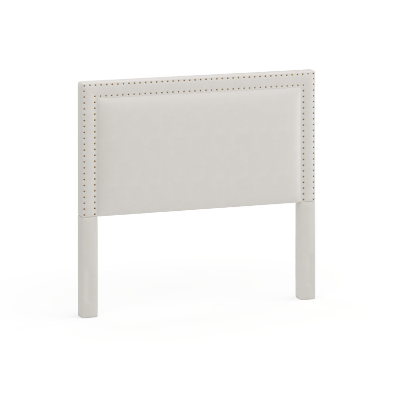 Murl Upholstered Headboard, White/Brass, Full