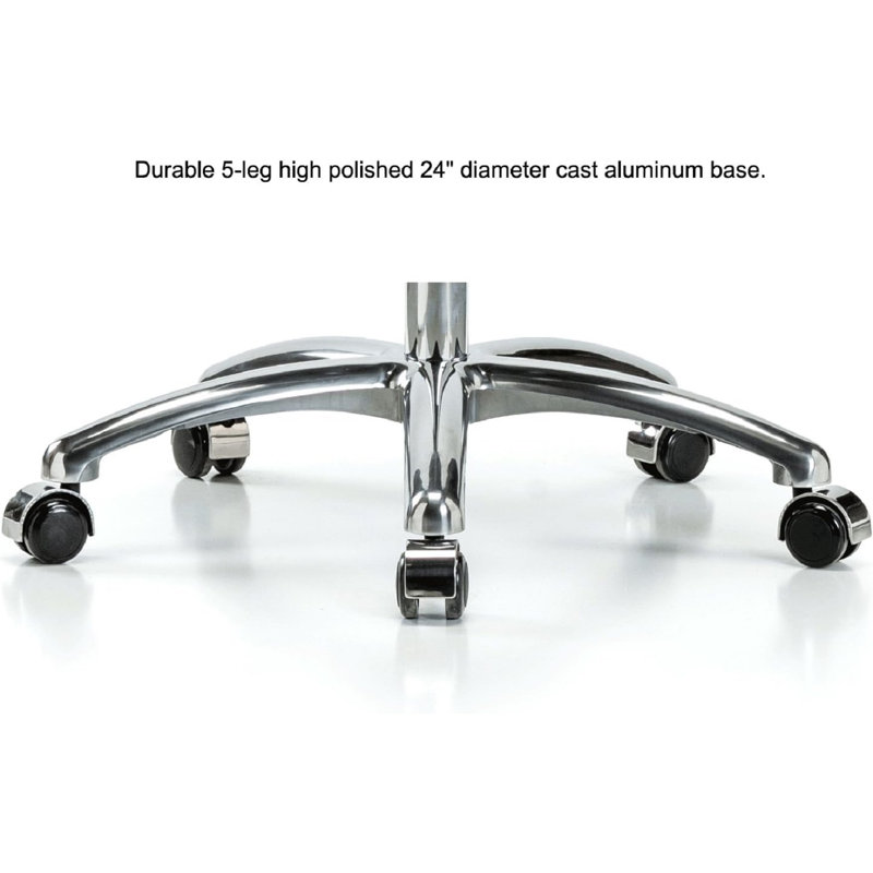 PERCH Chrome Walter Height Adjustable Exam Stool with Backrest | Desk Height 18.5-24", Colonial Blue Vinyl