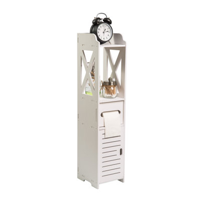 Armoire de rangement pour salle de bain, petite armoire de rangement idéale pour le porte-papier hygiénique, armoire de salle de bain étroite-au-dessus de la toilette, imperméable pour les petits espaces