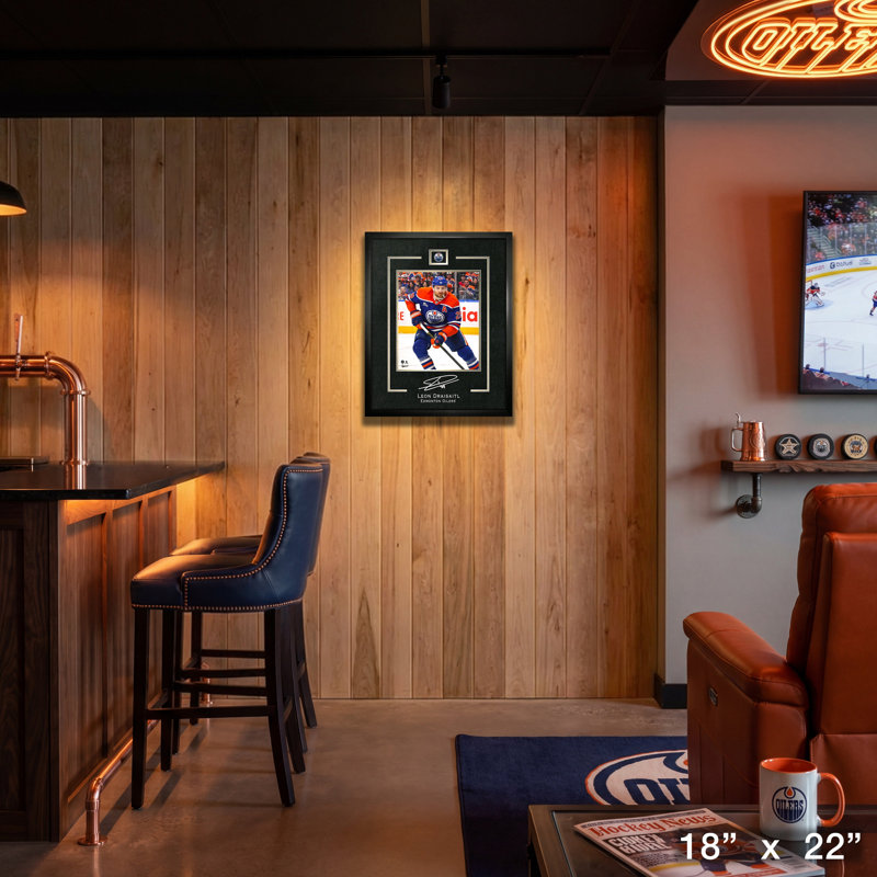 Leon Draisaitl 16 x 20 réplique huileurs cadre Signature
