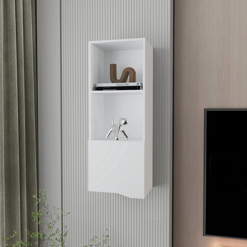 Sleek White Wall Cabinet For Bedroom Accessories - Functional Storage Option Modern With Drawers Enhances Functionality