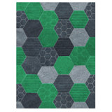 Hex Geometric Area Rug in Green