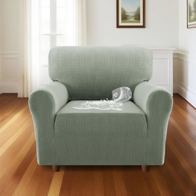 Housse de protection en jacquard pour housse de canapé extensible et lavable à la machine 1 pièce avec protecteur de meubles à fond élastique pour enfants et animaux de compagnie (1 fauteuil avec coussin)