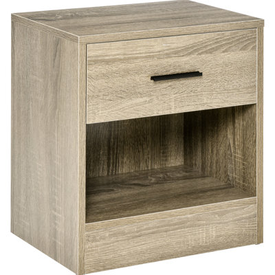 Table d'appoint avec rangement - aspect grain de bois gris pour chambre à coucher et salon
