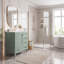 Meuble-lavabo vert clair 24 po avec lavabo intégré en céramique, tiroirs et porte à fermeture en douceur, tablettes de rangement à deux niveaux