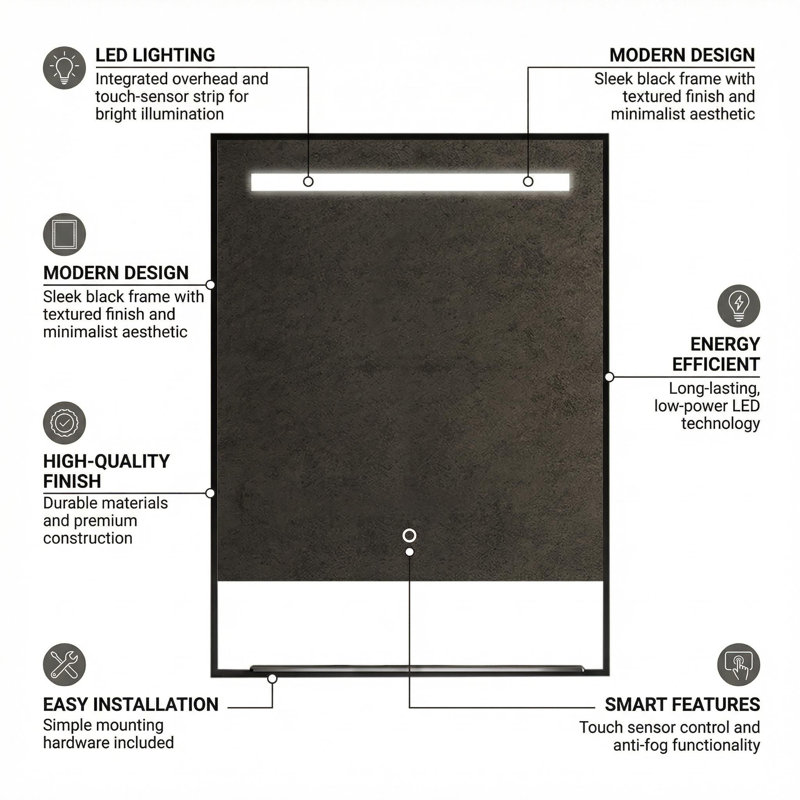 Cas 30" Matte Black With Led Lighting