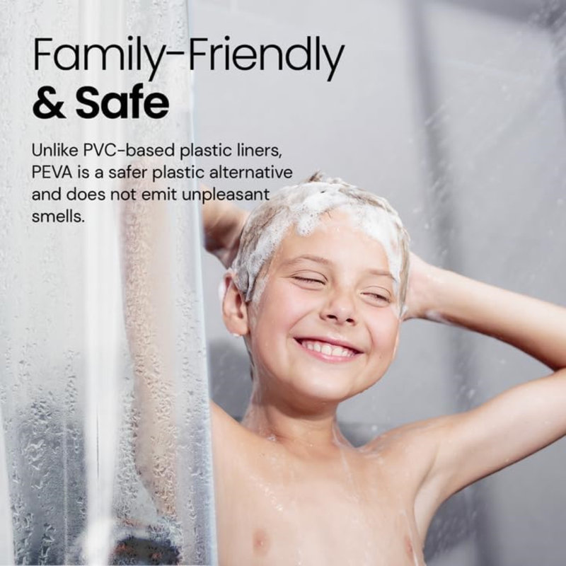 Doublure de rideau de douche en PEVA de qualité supérieure - Rideau de douche imperméable robuste avec œillets antirouille, rideau de douche en plastique transparent non toxique pour douches de taille standard
