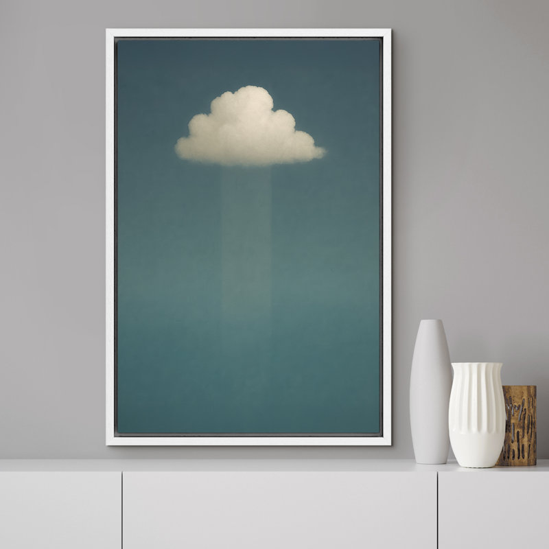 Nuage minimal sur fond bleu, décoration murale moderne, impression sur toile encadrée, H 24 po x l 16 po x P 1,5 po