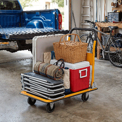 Chariot à main avec capacité de 440 lb et roues pivotantes à 360 ° sur roues pivotantes 28,7 po x 18,5 po TPR