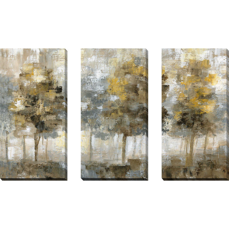 " Linen Trees " 3 - Pieces Painting Print