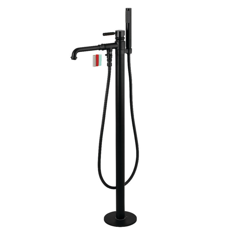 Kingston Brass Kaiser Single-Handle 1-Hole Freestanding Tub Faucet with Hand Shower, Matte Black