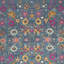 Tapis bleu tissé à la machine 9 pi x 12 pi floral