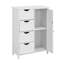 Armoire de rangement pour salle de bain, armoire de plancher avec tablette réglable et armoire blanche