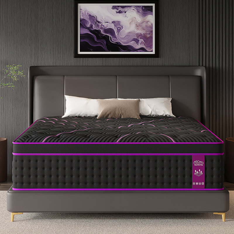 12"/14" Medium-Firm Hybrid Mattress with Gel Memory Foam & Pocket Coils, Mattress in a Box, 14", Queen