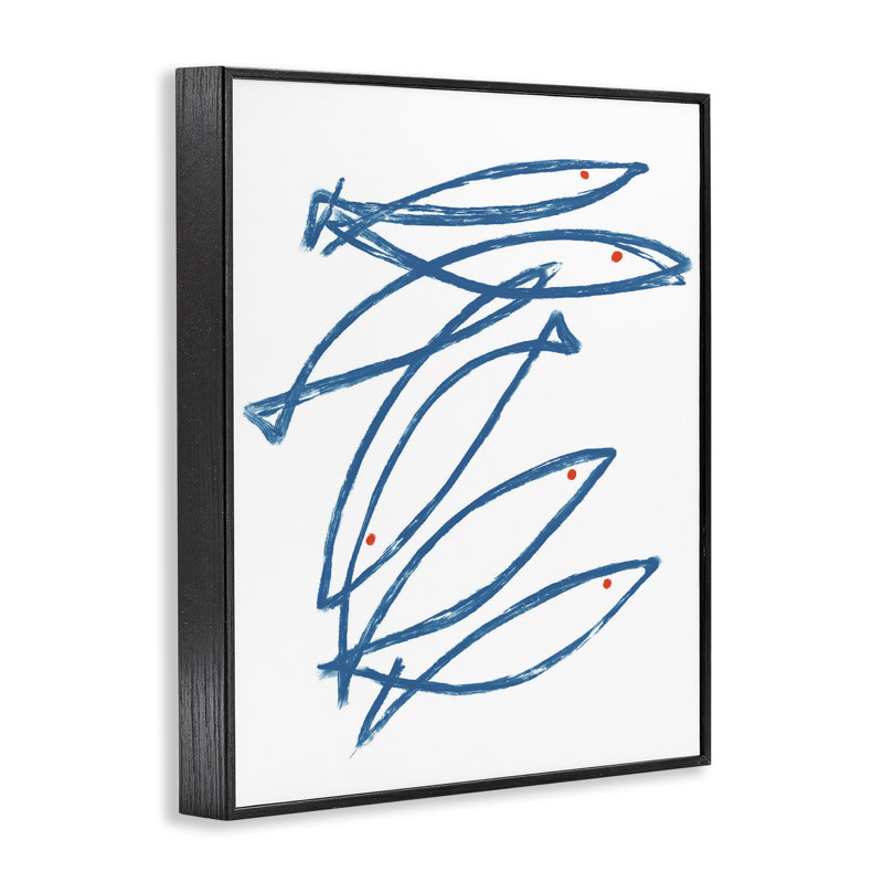 Minimalist Fish Outline Framed Giclee, design by Lil' Rue, 14" H x 11" W, Midnight Black Framed Giclee