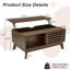 Table basse à plateau relevable avec porte coulissante et compartiment caché
