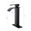 Robinet pour salle de bain à poignée simple avec bec cascade et bonde escamotable, acier inoxydable noir mat, débit doux, installation rapide pour les éviers sans trop-plein