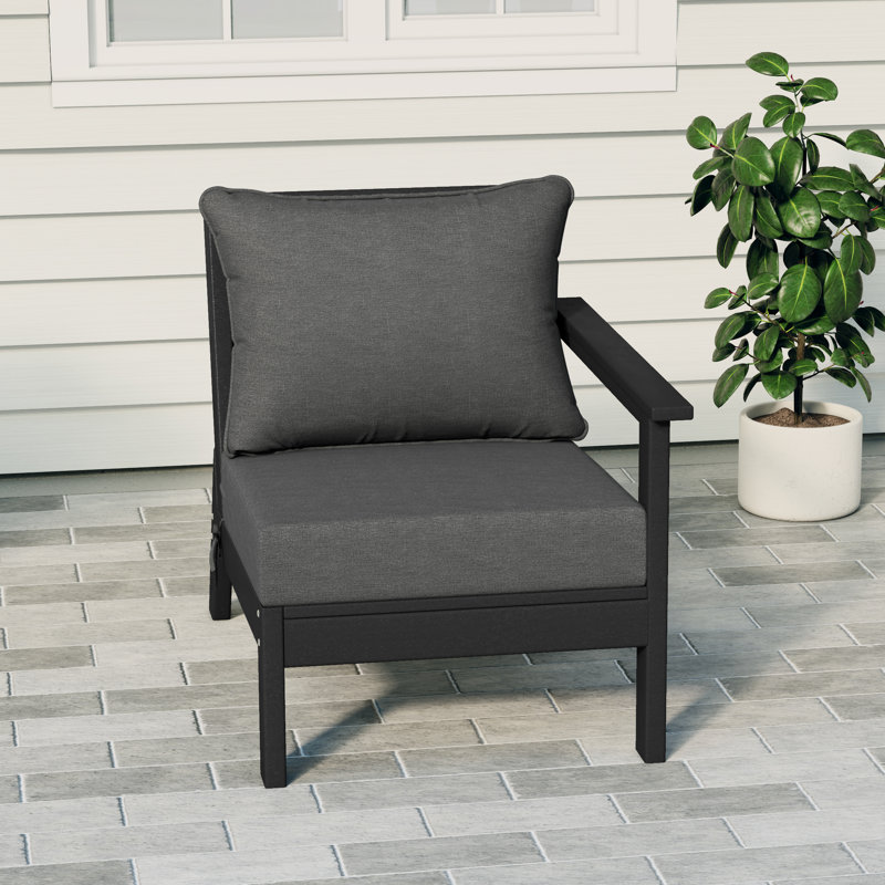 Deep Seating Right Arm Chair With Cushions, Gray, Black