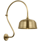 Thomas O'Brien, "Academy 18" Larrabee Barn Light in Hand-Rubbed Antique Brass with 12.5" Rockhouse Shade