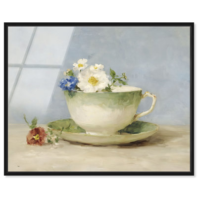 Cup of Bloom I Framed Acrylic Print Farmhouse Wall Art by Art Remedy, Black Frame, 36 x 30