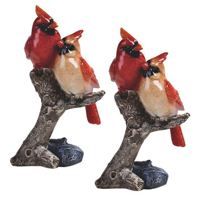"2-PC Set" ICE ARMOR 8"H Red Northern Cardinal Couple Standing on Tree Trunk Figurine Figurine Statue Ornament Home/Room Decor and Perfect Gift Ideas for House Warming, Holidays and Birthdays Great Collectible Addition