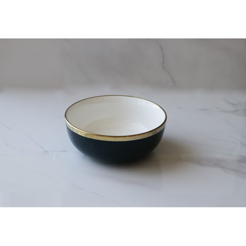 «The Luxury Collection» bleu et blanc avec bordure dorée - grand bol 7 po