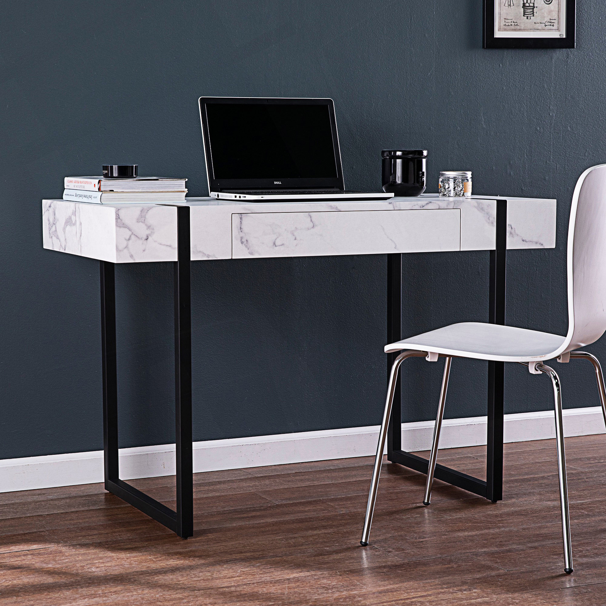 Ivy Bronx Modern Faux Marble Desk | Wayfair