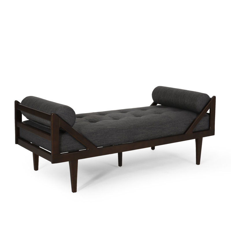 Chaise longue sans accoudoirs touffetée, Mélange de polyester gris anthracite