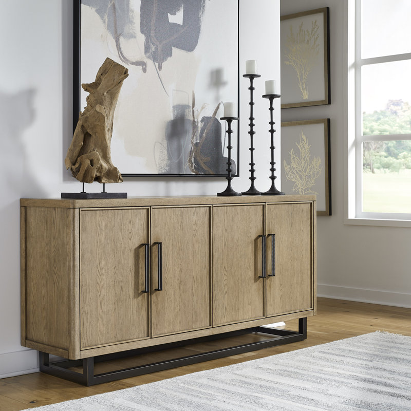 Catalina 72'' Distressed Wood and Black Metal Sideboard