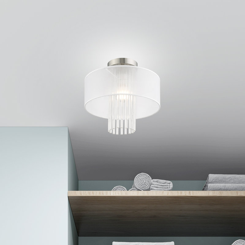 Plafonnier semi-encastré 1 lumière Hanson, H 12,5 po x l 13 po x p 13 po, Translucide
