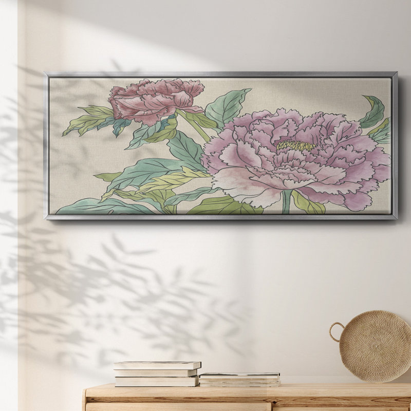 Peony Blooms I - toile encadrée, H 24 po x l 60 po