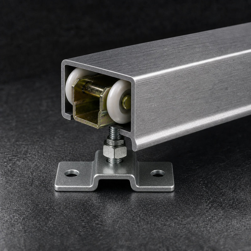 Ensemble de porte coulissante à poche, diamètre extérieur de 1 po, convexe, pneus en plastique, support en acier (paquet simple)