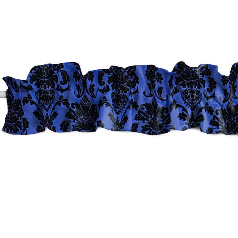 Floral Poplin Damask Curtain Sleeve Topper Window Valance, 58" W x 5" L, Royal Blue
