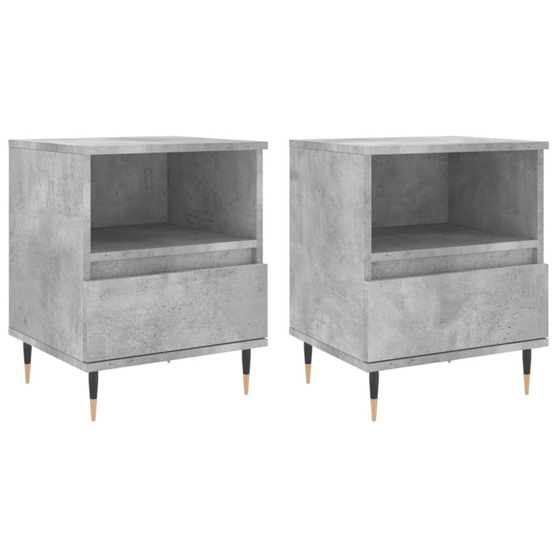 Mushaim 40 cm W Bedside Table, Concrete Grey, Set of 2