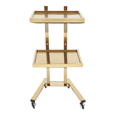 15.75" 2 Tier Tray Cart Trolley Collapsible Utility Cart Salon Storage Stand With Wheels