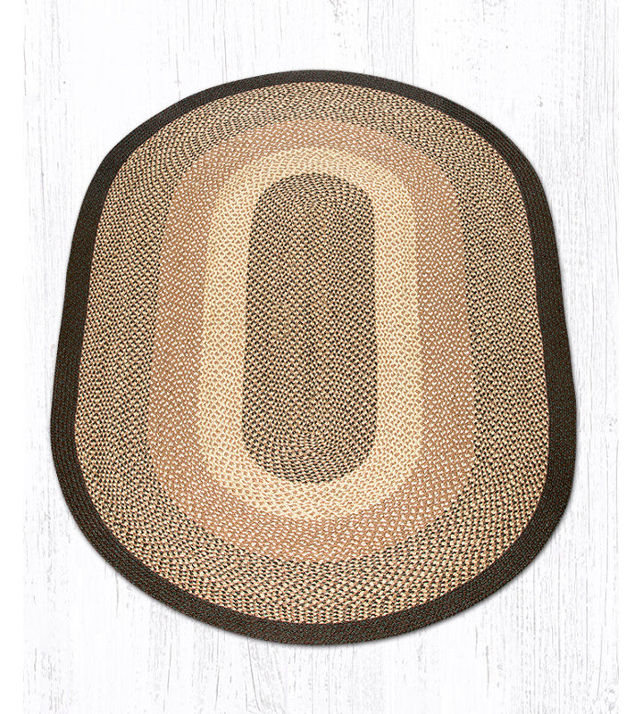Earth Rugs Oval Braided Rug – Chocolate & Natural Tones, Handcrafted Jute Rugs, Oval 5' x 8'