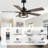 52"  Wooden Blades Caged Ceiling Fan with Light Kit and Remote, Farmhouse Ceiling Fan for Living Room