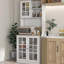Armoire de rangement pour garde-manger de 72 po avec huche, grand comptoir, portes en verre et tablettes réglables, armoire à micro-ondes, armoire à café