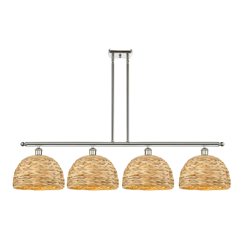Luminaire suspendu en dôme à 4 lumières Baudilia, Nickel poli, H 12 po x l 50 po x P 12 po