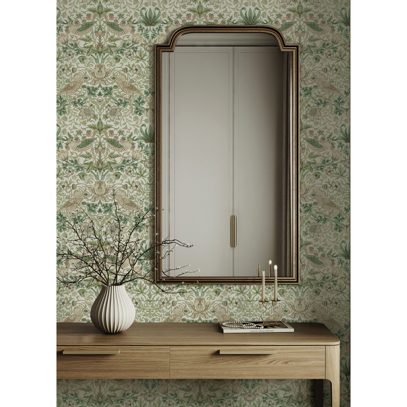 Strawberry Thief Fennel Peel and Stick Wallpaper, Green