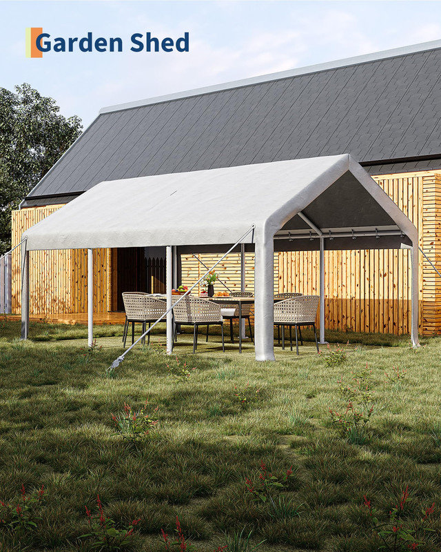 10x20 ft Portable Garage Car Port, 200g PE Canopy Shelter with 2 Roll-Up Doors & 4 Windows, Heavy Duty Metal Frame for Vehicles, Storage, Events