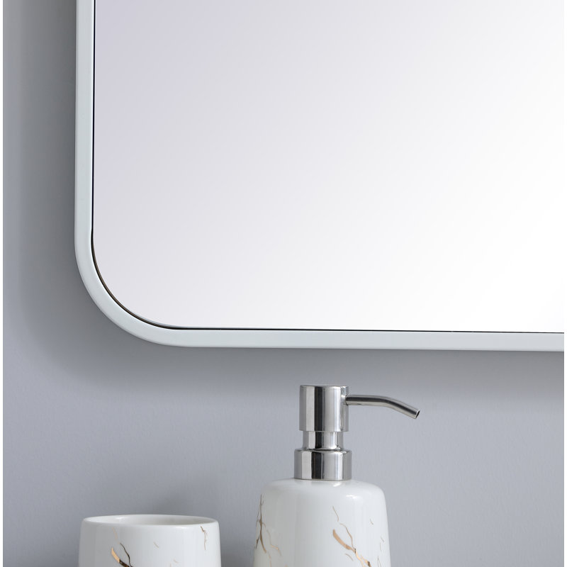 Sabine Metal Rounded Rectangle Wall Mirror, White, 40" x 30"