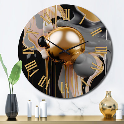 Horloge murale dorée et noire Mystic MÚlange II