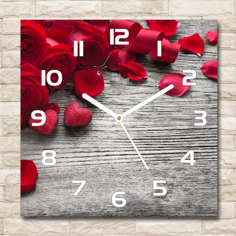 Idwal Glass Wall Clock, White/Red/Grey