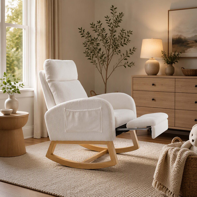 Chaise berçante Teddy, Blanc, Blanc