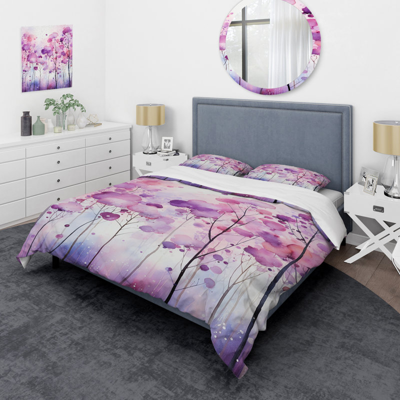 Ensemble de housse de couette à motif floral abstrait, Housse de couette simple + 1 taie décorative stan