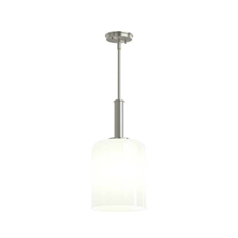 Reines One-Light Brushed Nickel Pendant with Opal Glass Shade, Brushed Nickel, White