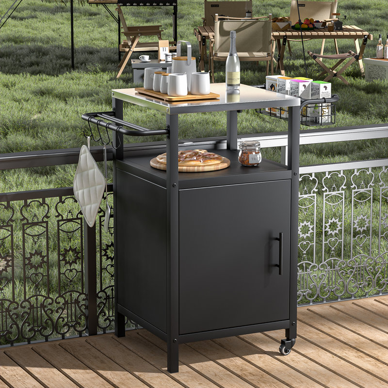 85 pte Chariot-bar pour barbecue avec rangement pour patio