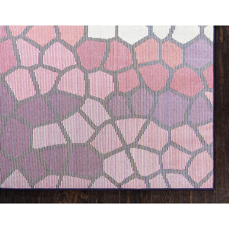 Tapis rose / jaune / bleu Jesusa, Rectangle 3 pi 3 po x 5 pi 3 po