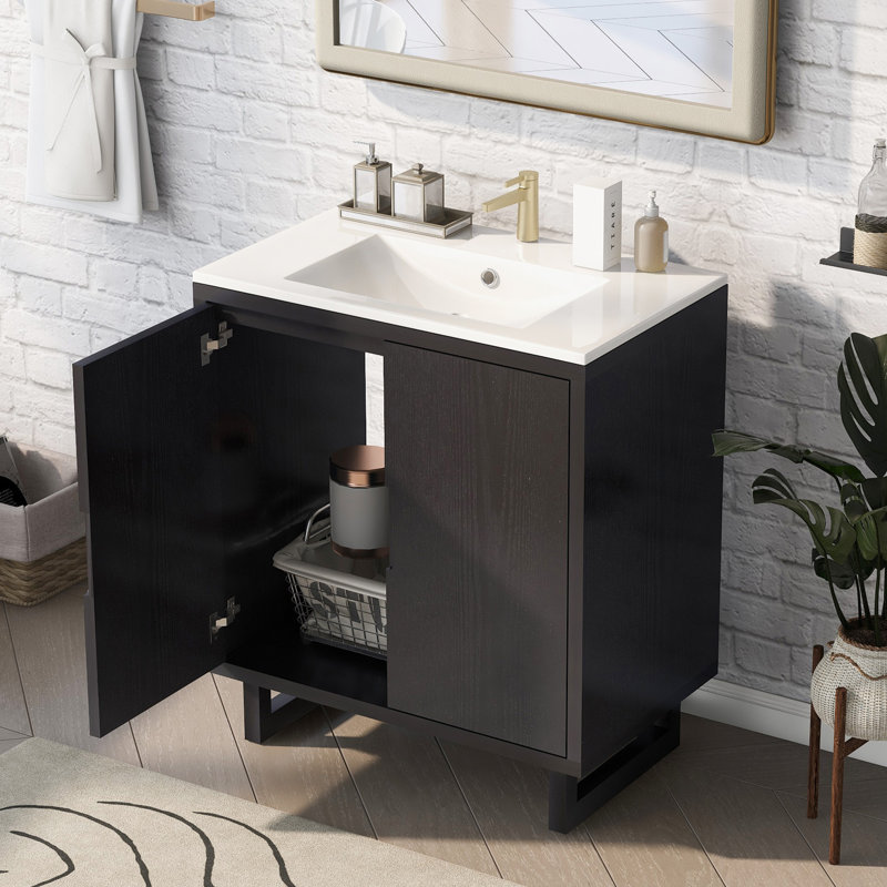 30" Bathroom Vanity with Sink, Black